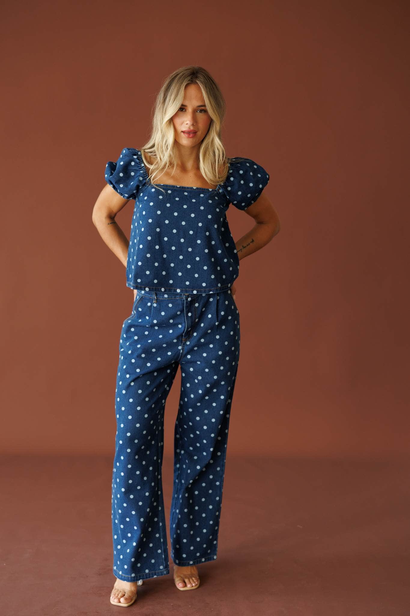 Lucky Dot Denim Top