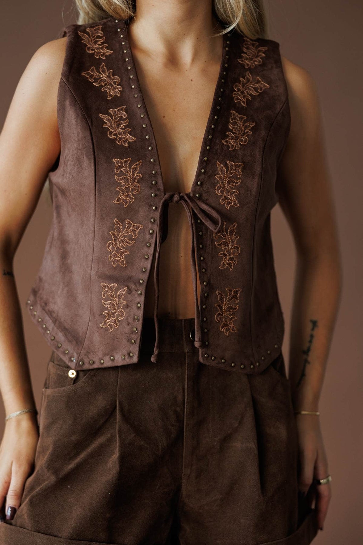 Suede vest top