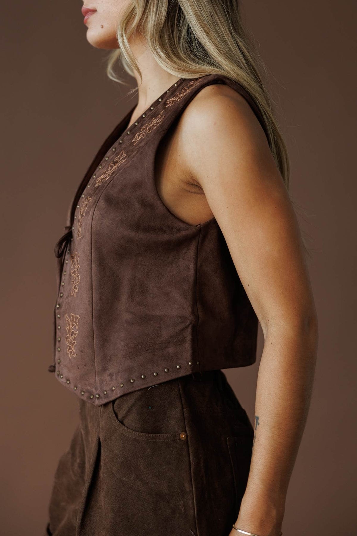 Suede vest top