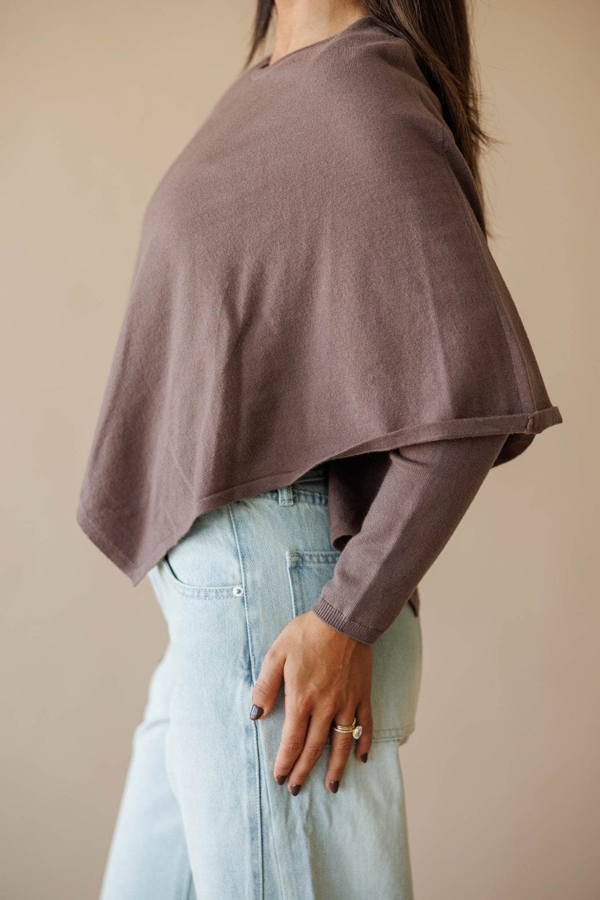 Mocha layered knit sweater