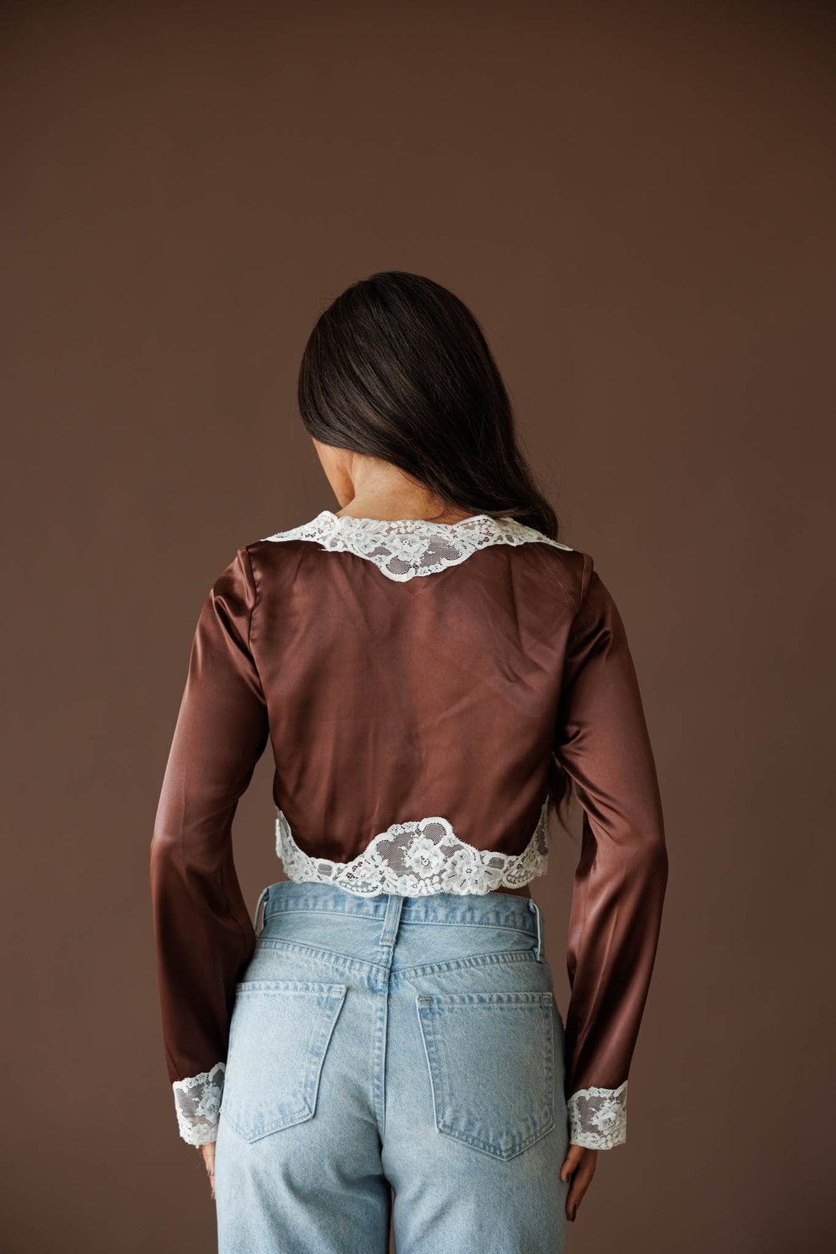 Satin and lace top