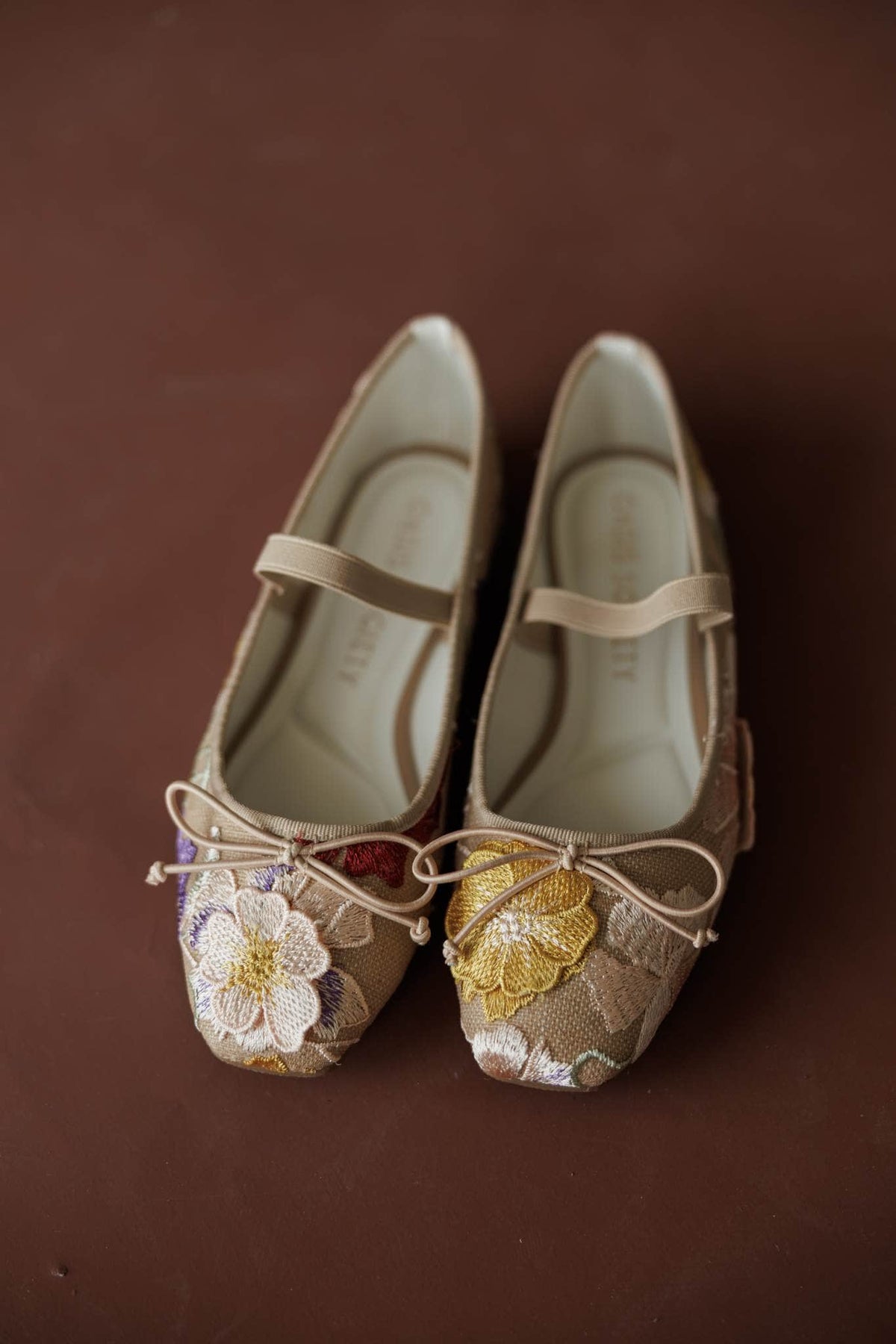London Floral Ballet Flat, in floral, overhead view of the pair of ballet flats
