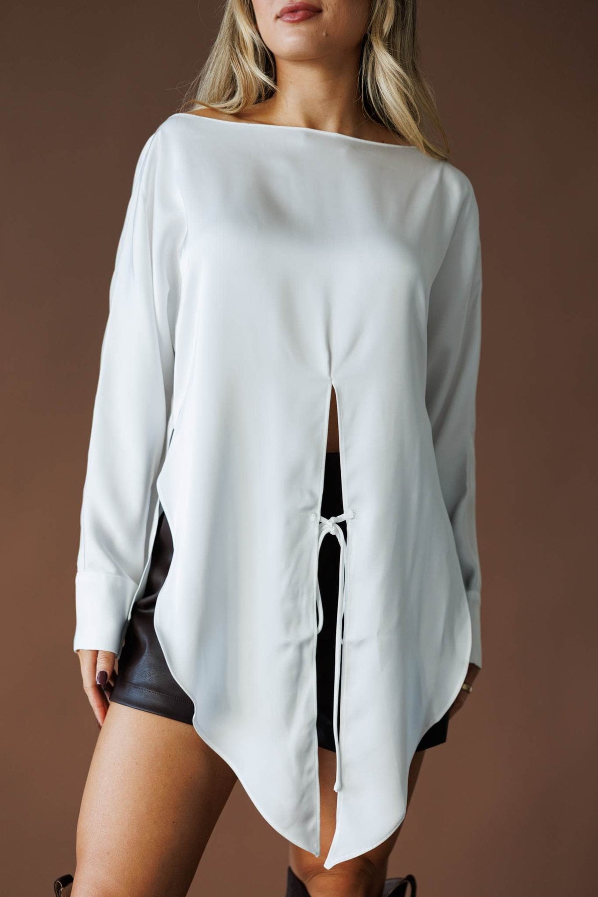 White long sleeve top