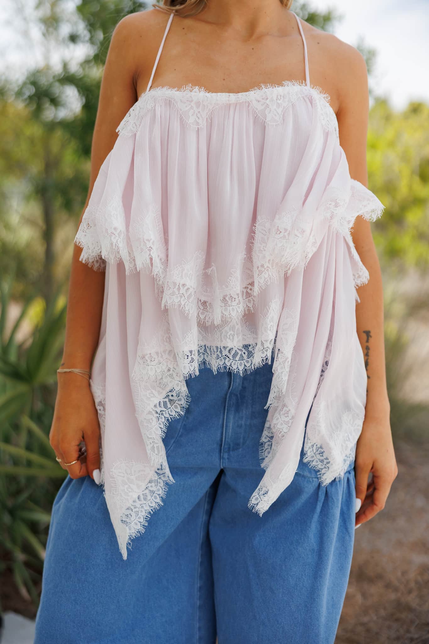 Powder Pink Lace Top