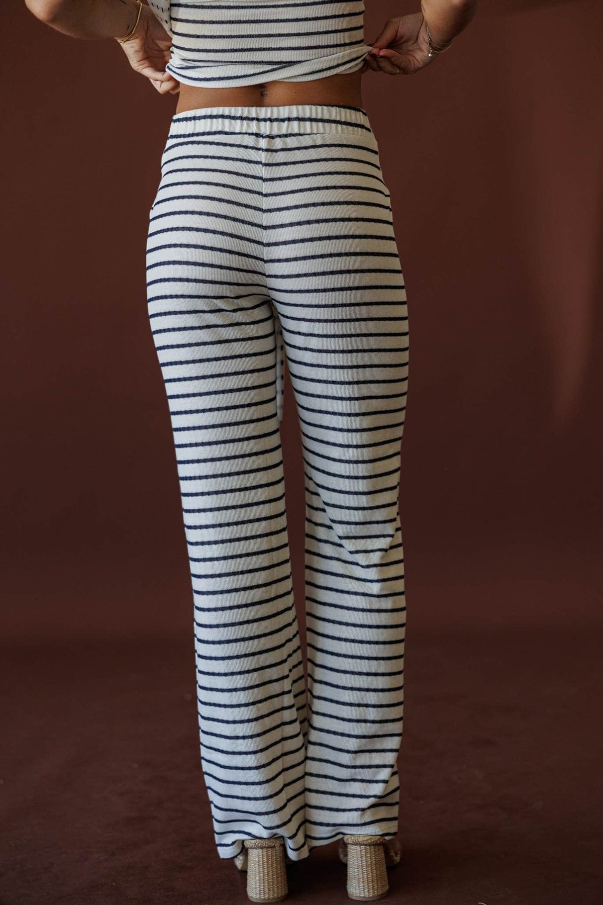 Striped Signal Knit Pants, front view of the flat elastic waist