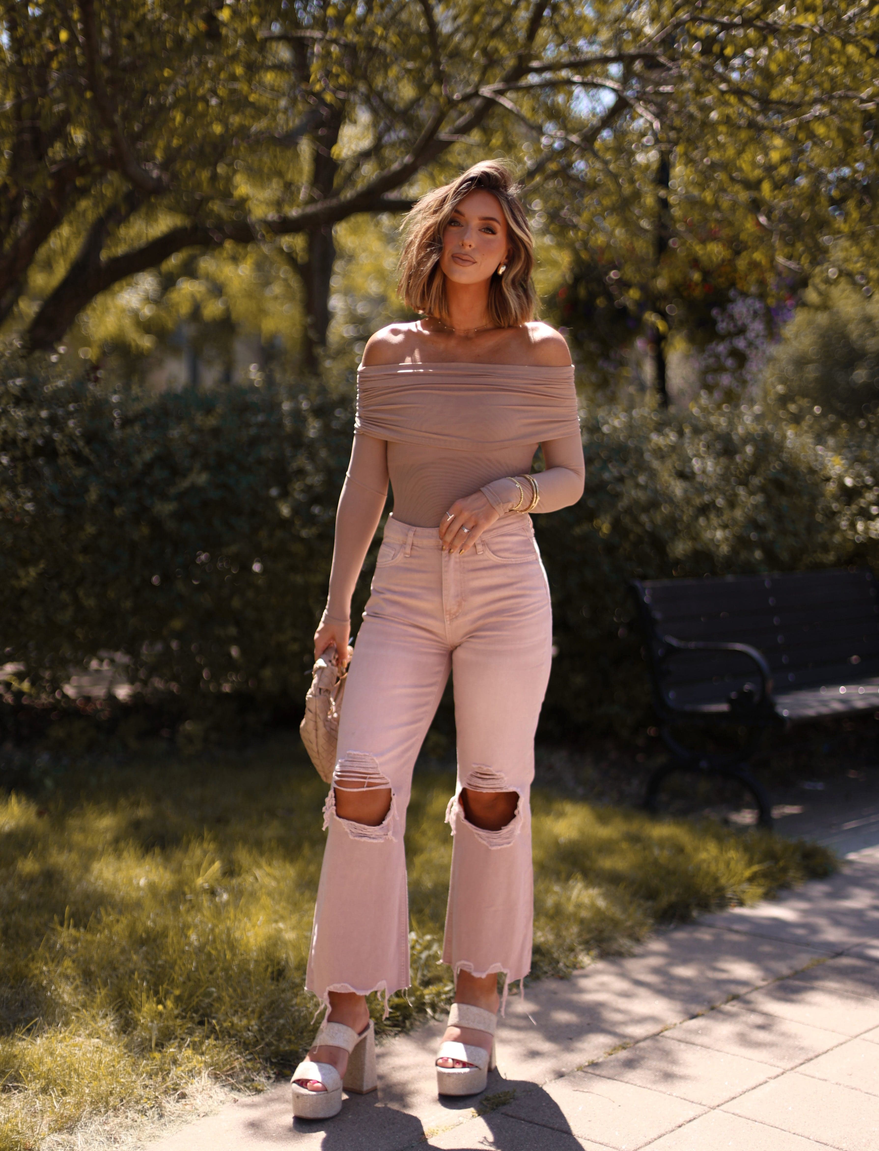 Mauve Crop Flare Denim Vervet