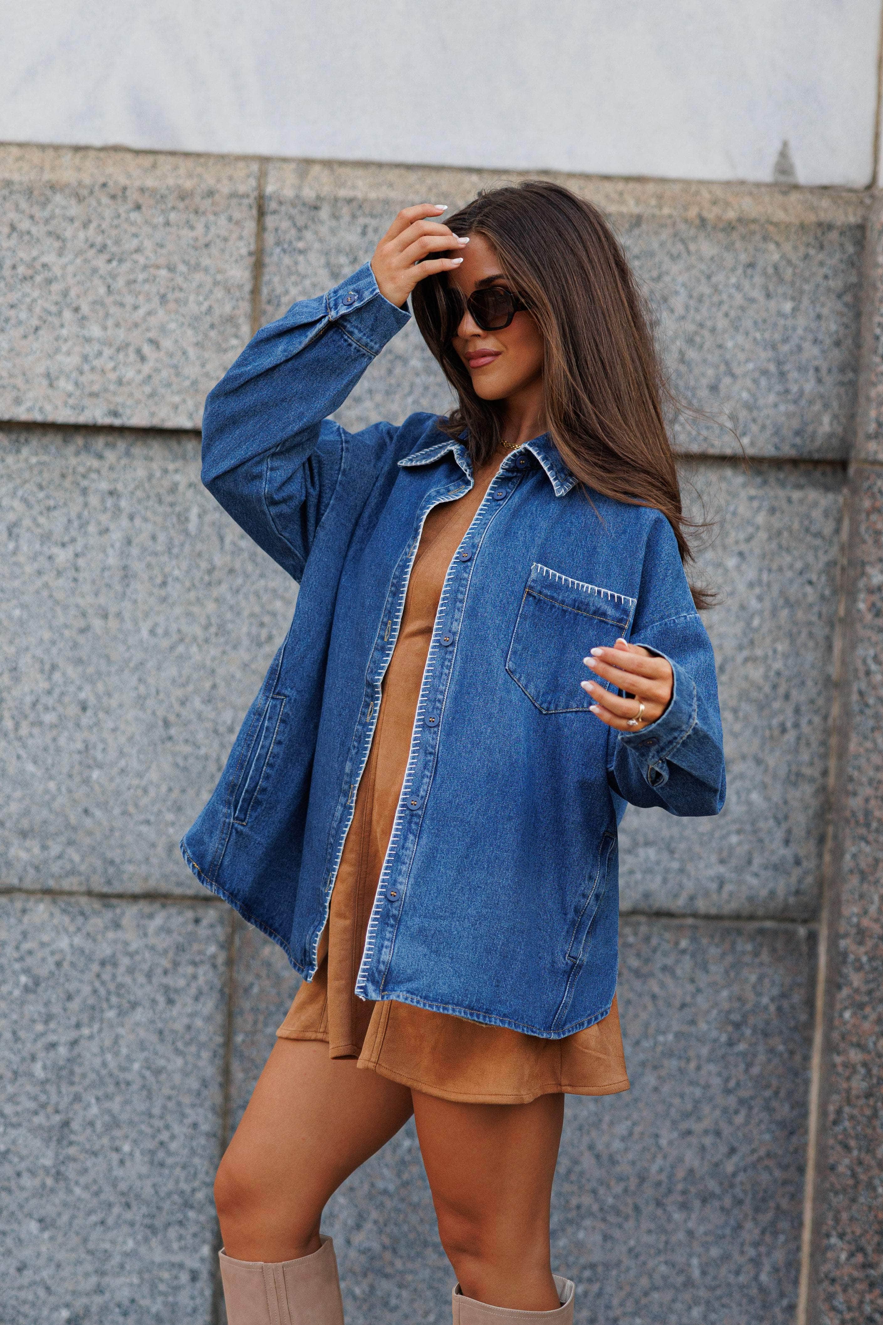 Stitch Detail Denim Shacket