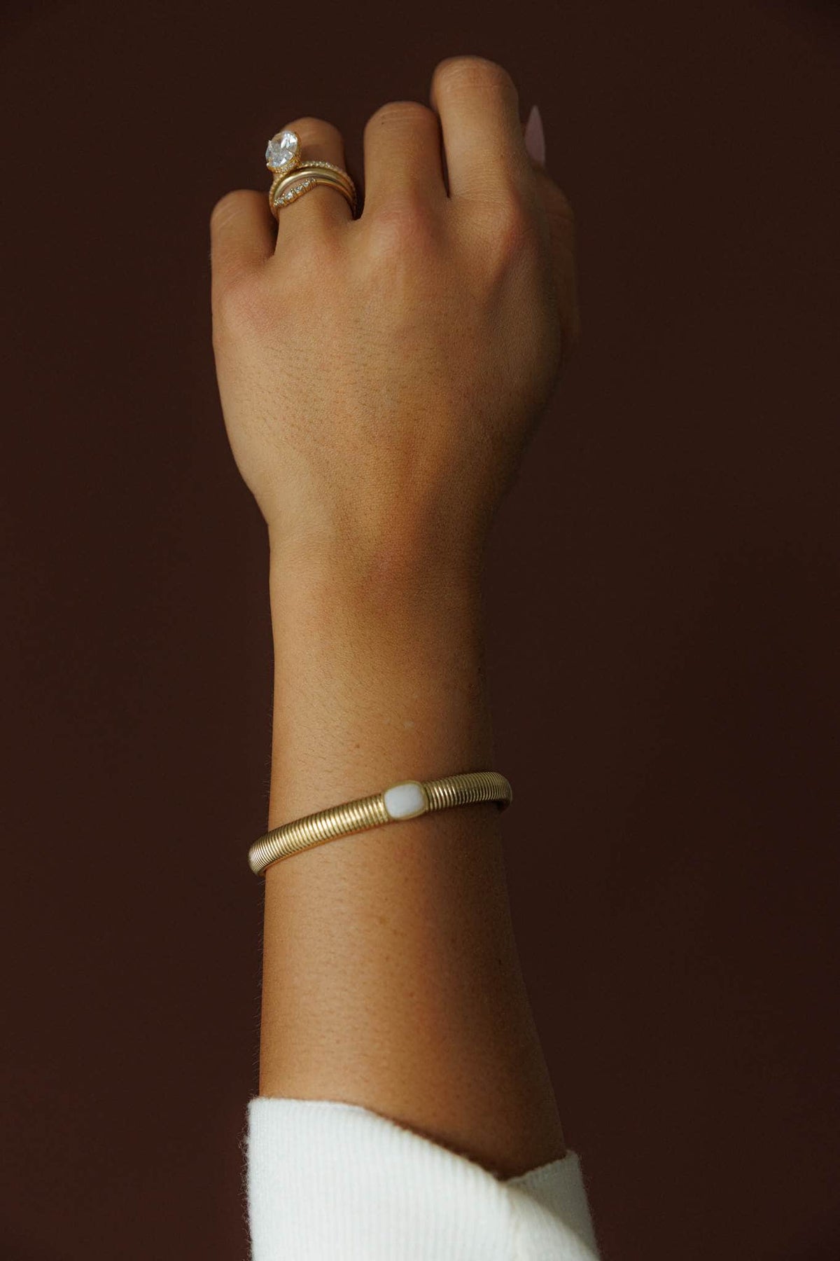 Gem Accent Bangle, side view worn on the wrist