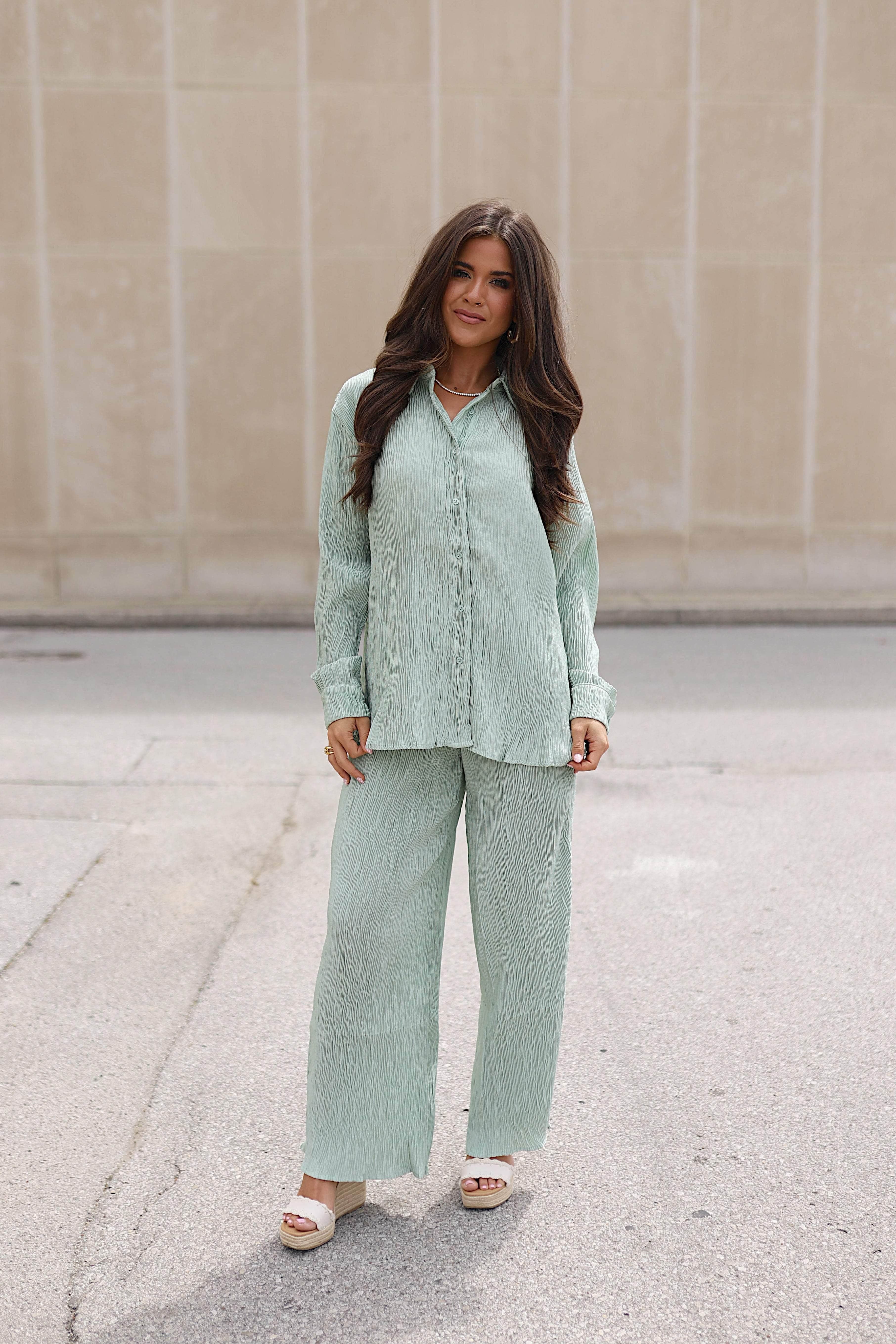 Passionate Plisse Button Down
