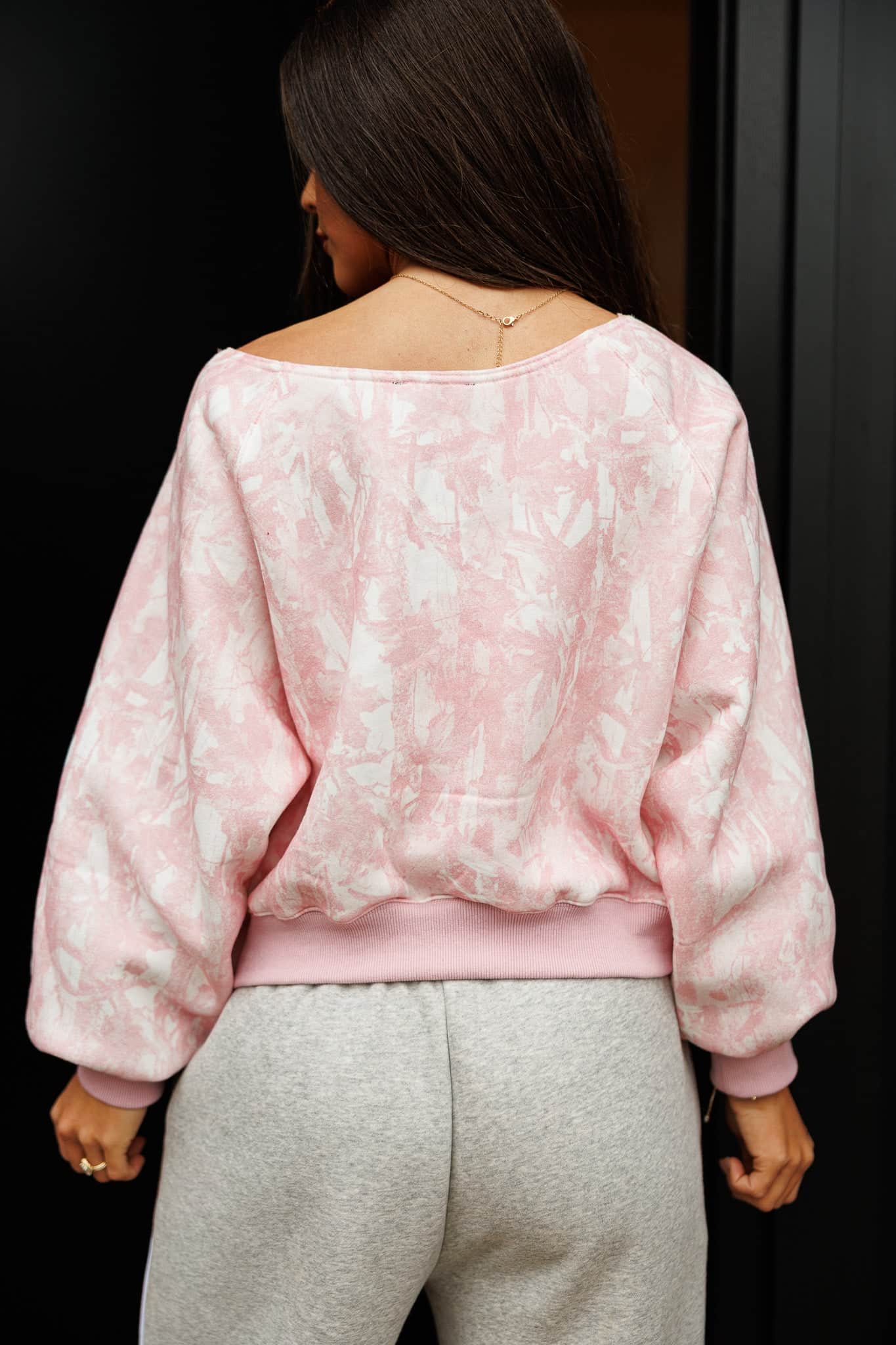 Pink Camo Print Off Shoulder Top