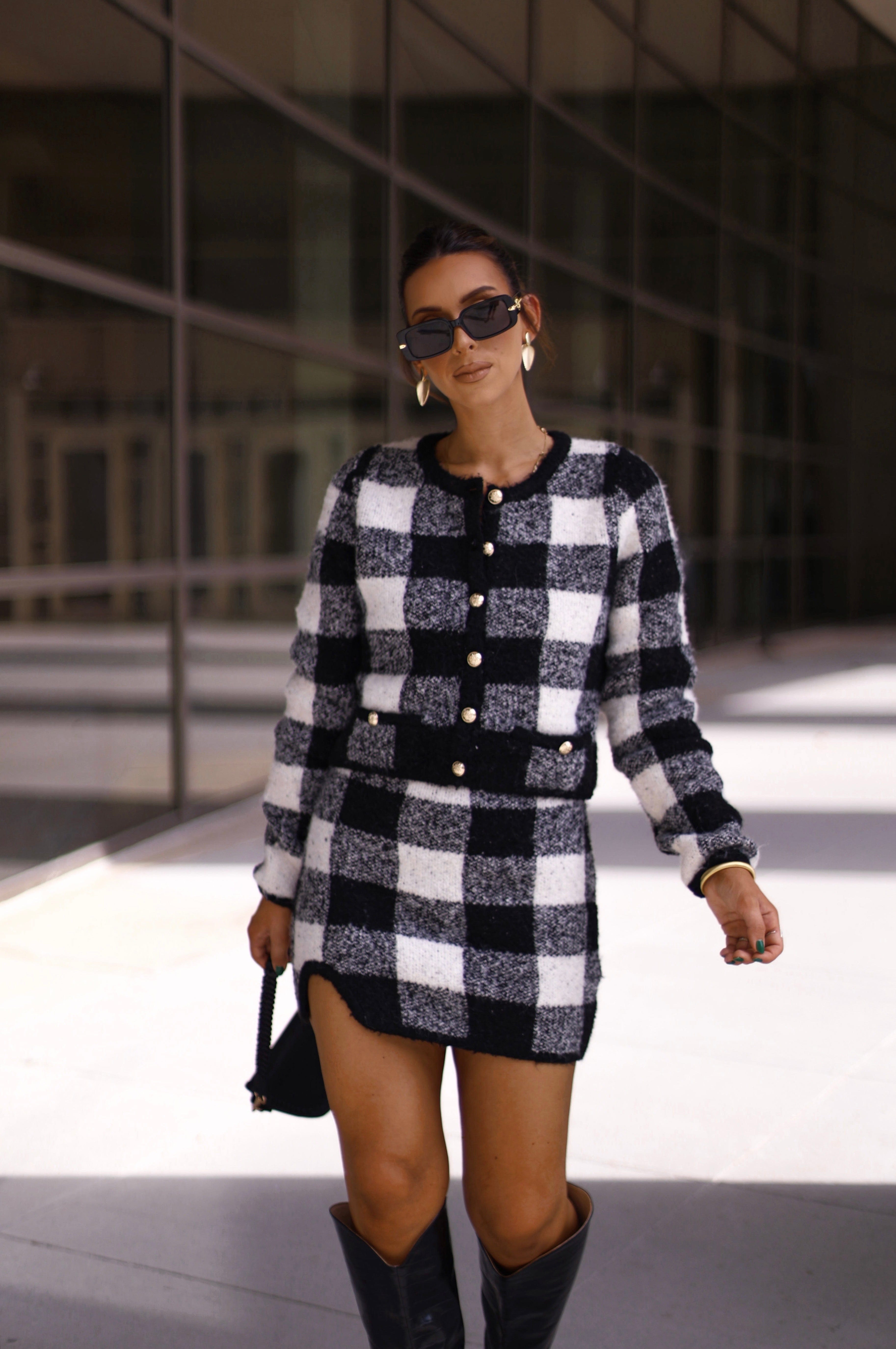 s1464t plaid knit cardigan Sofie The Label