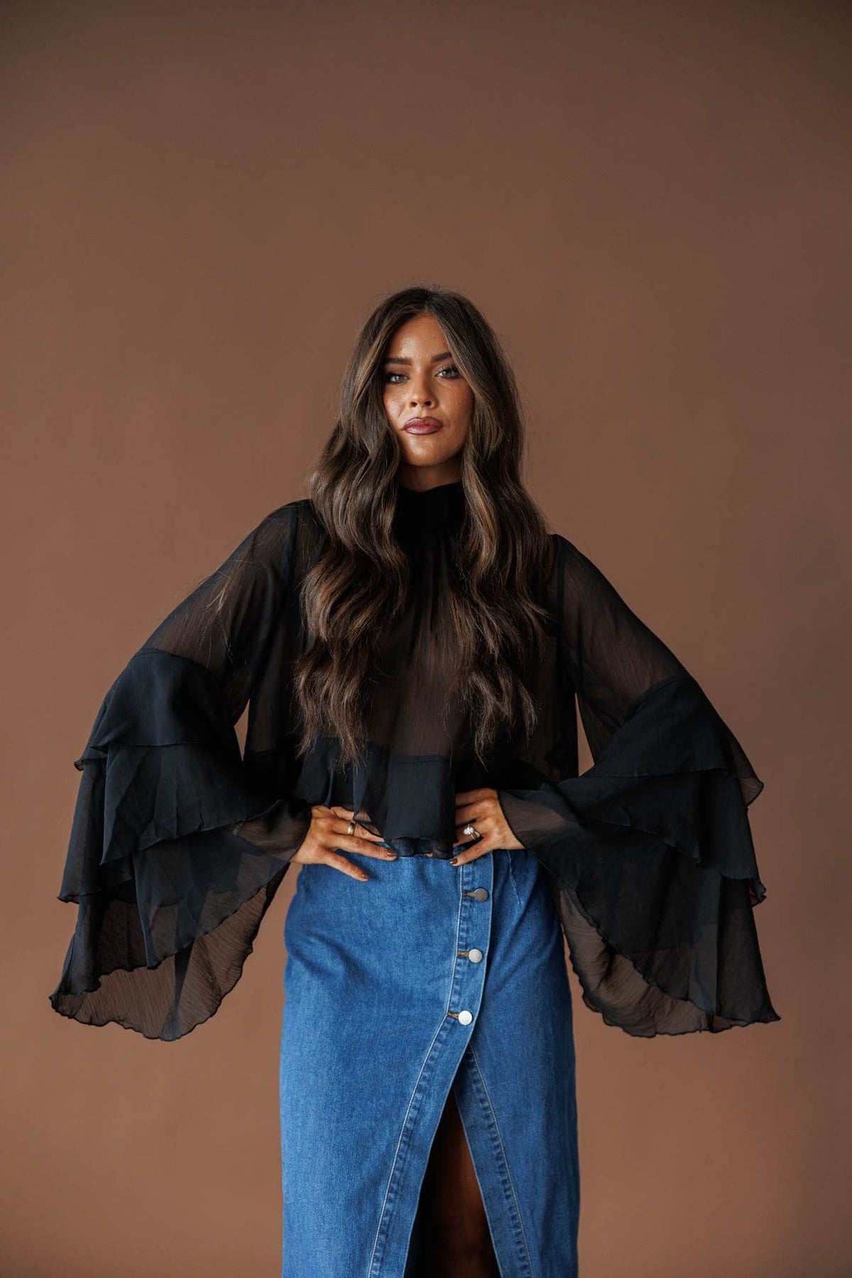 Flared cuff crop top