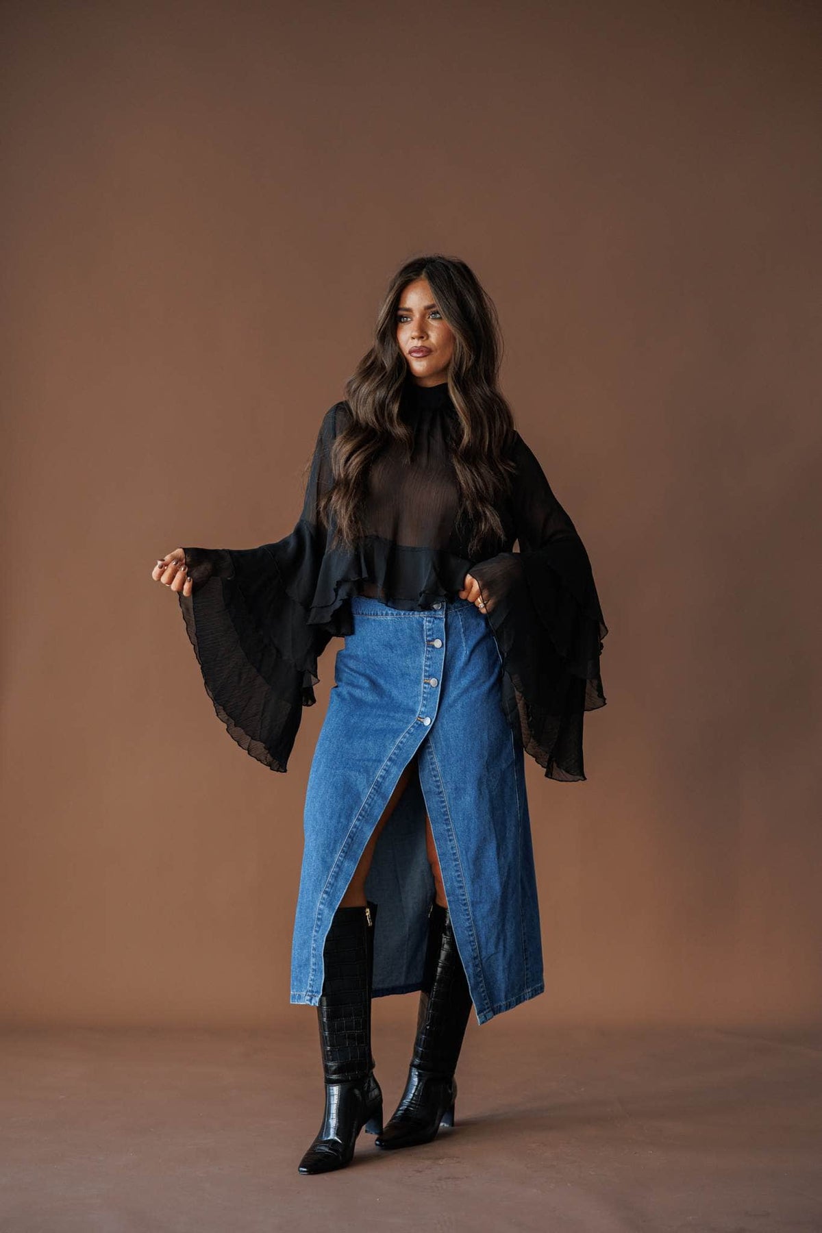 Flared cuff crop top