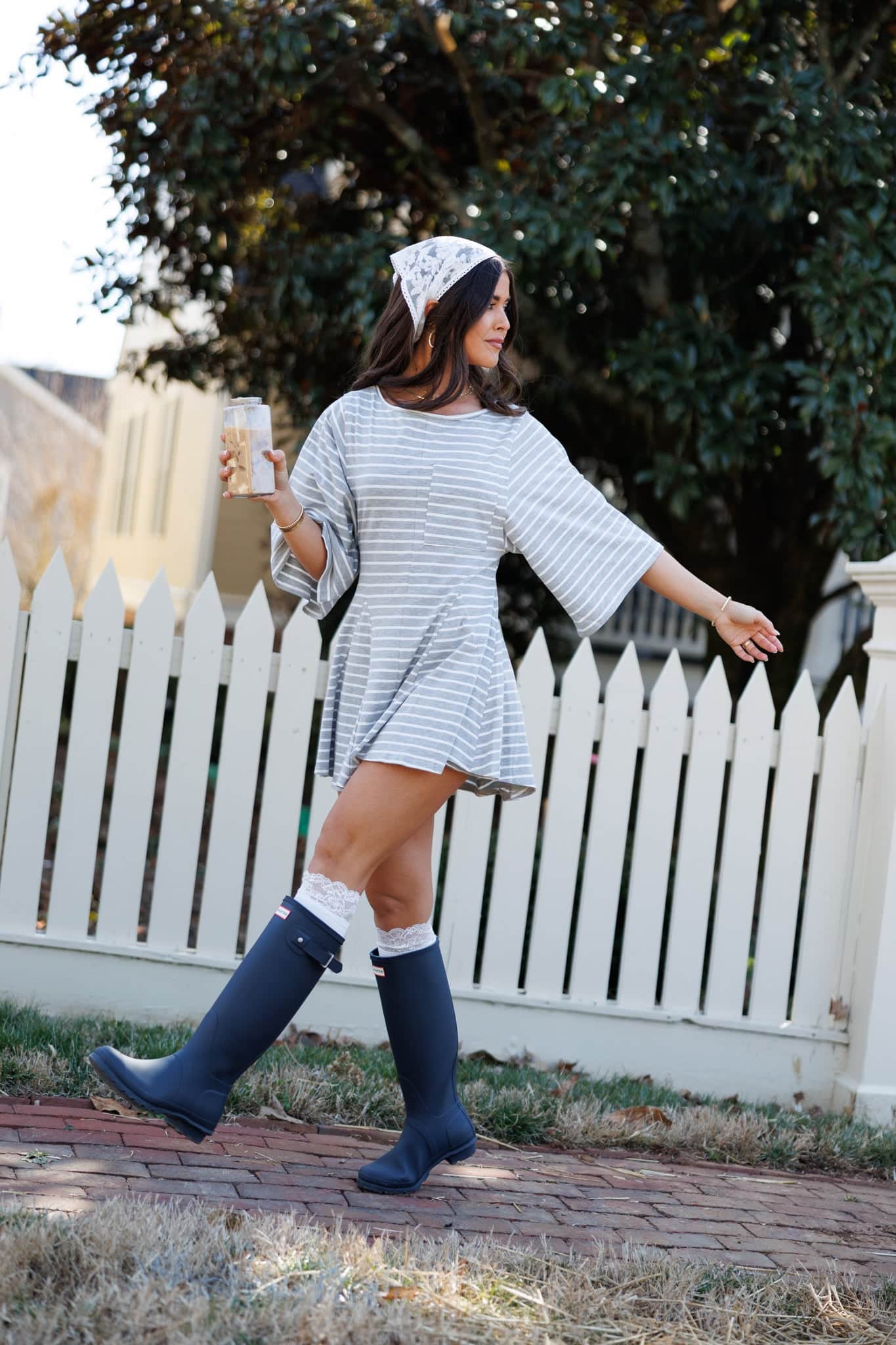 Striped Front Pocket Romper