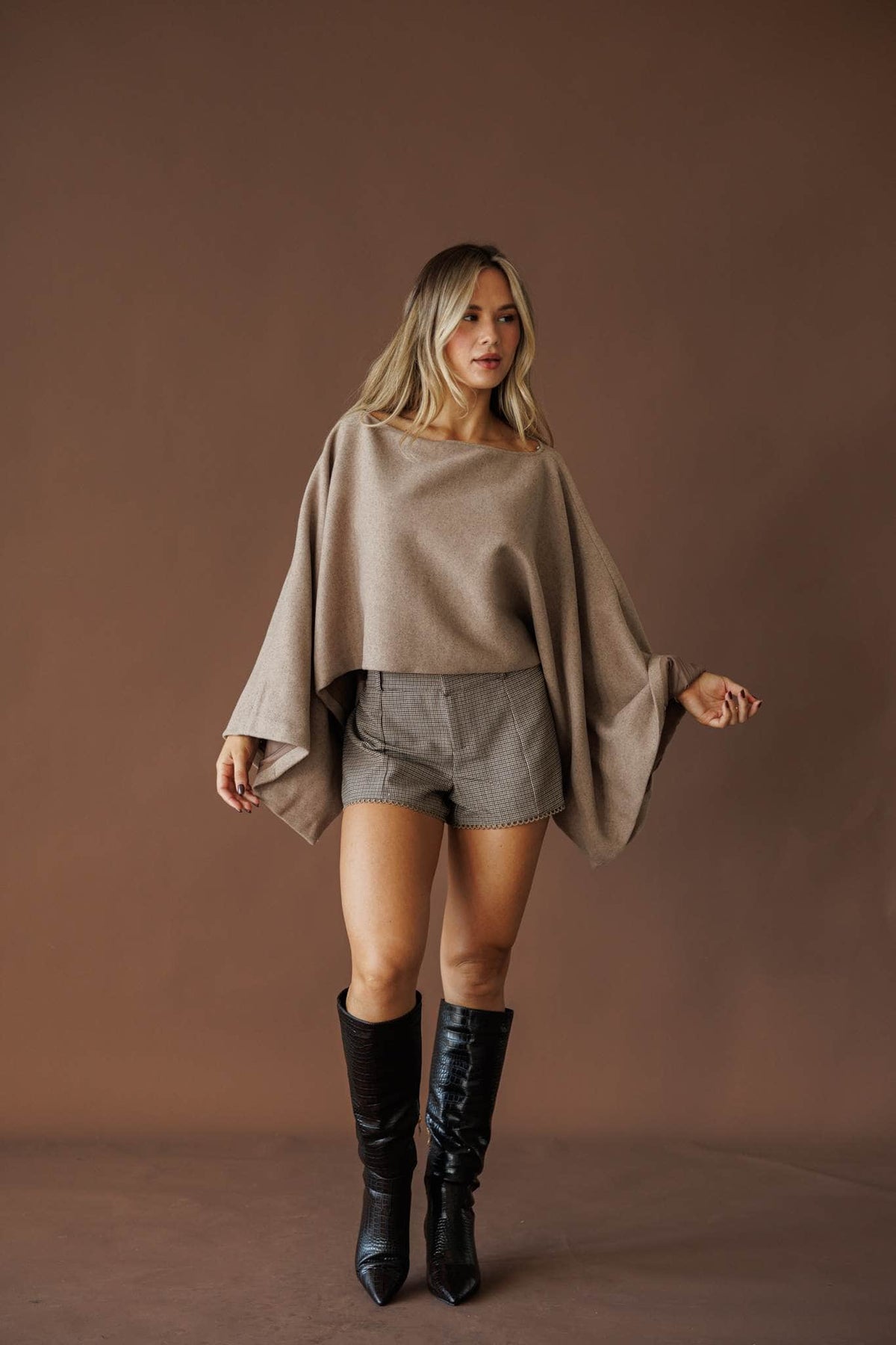 Cape sleeve top, front view