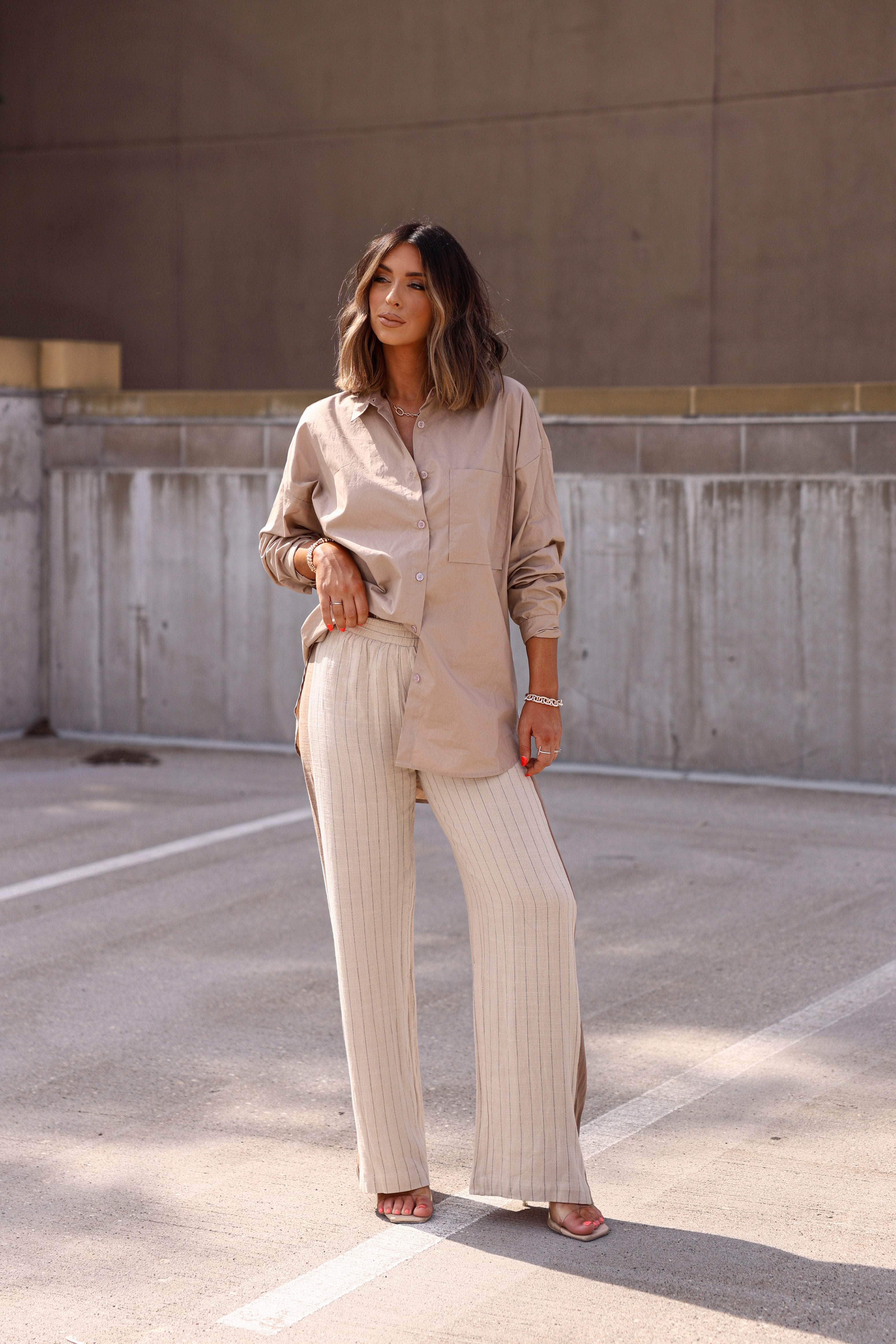 Taupe Poplin Button Down
