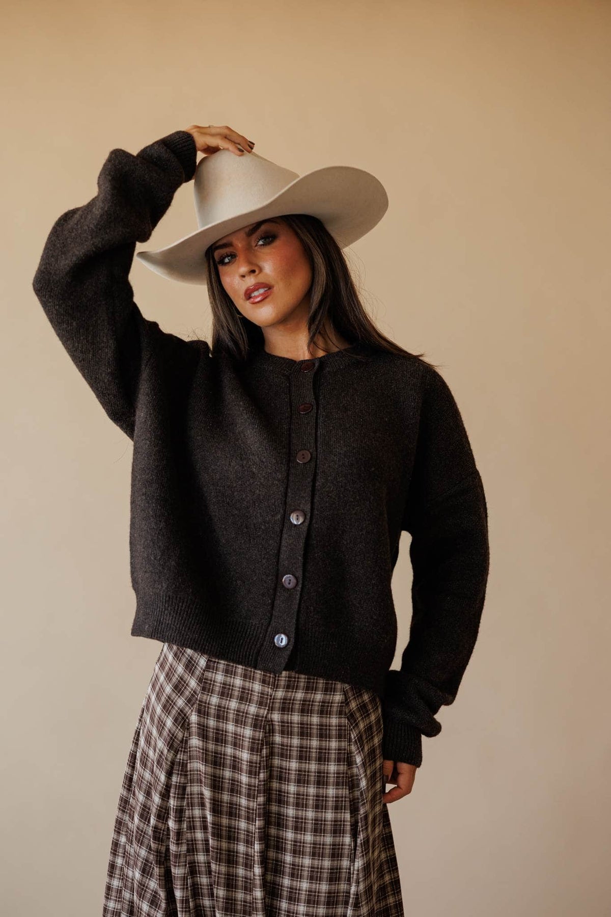 Forest green button front cardigan
