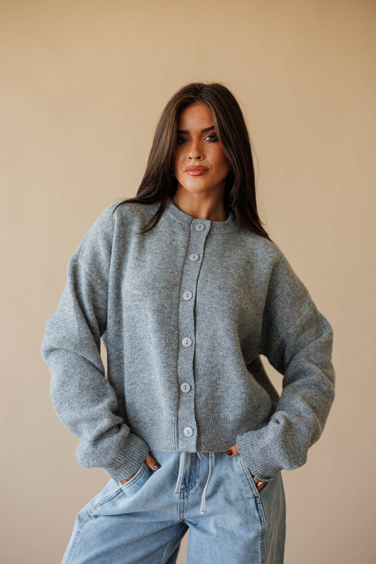 Forest green button front cardigan
