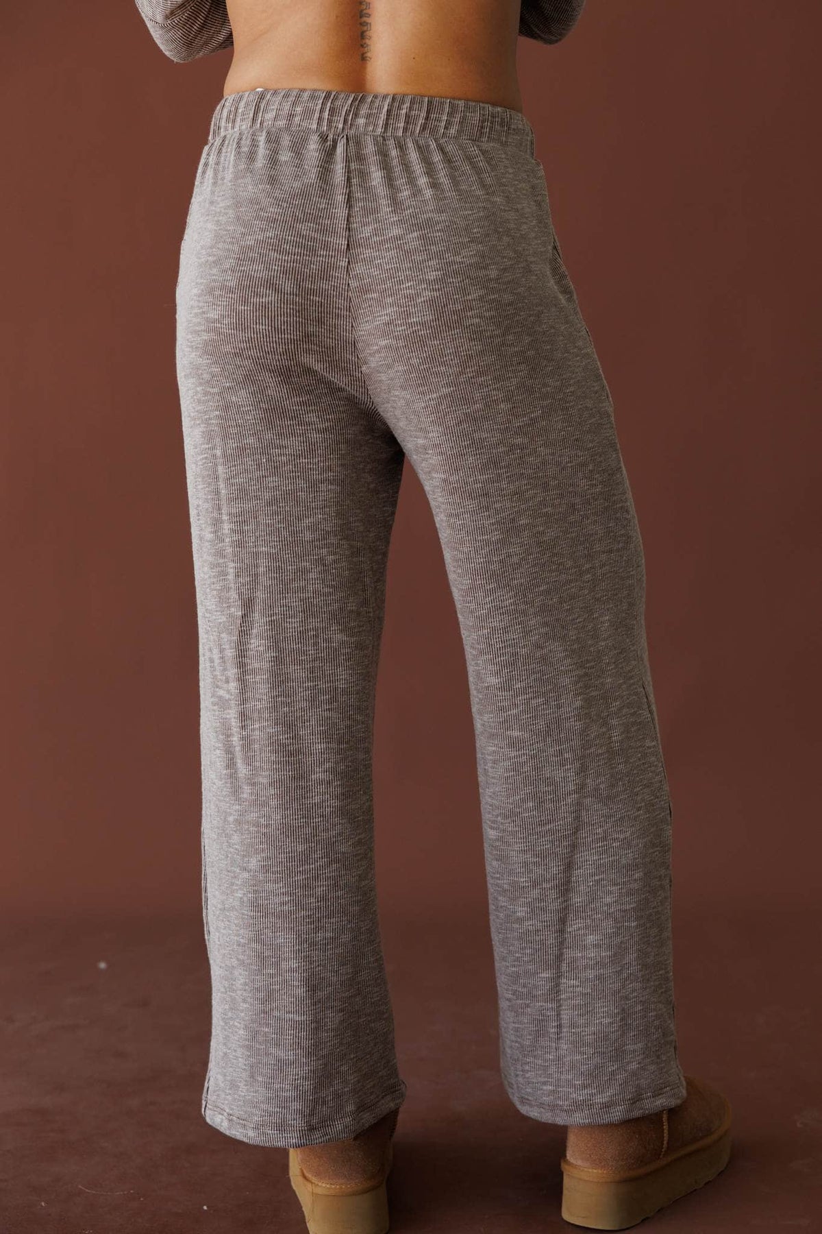Grey knit wide leg pants