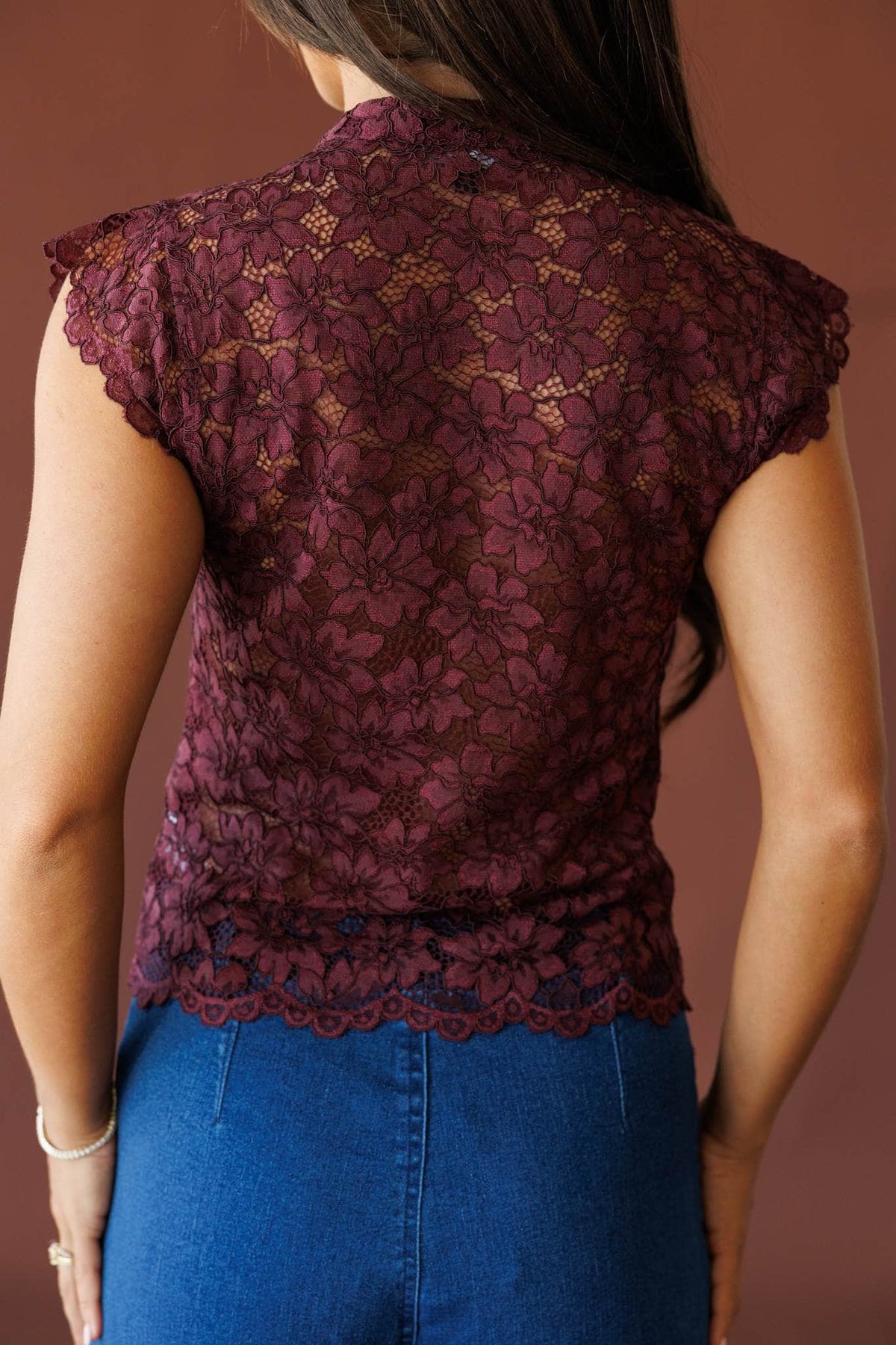Plum lace vest top