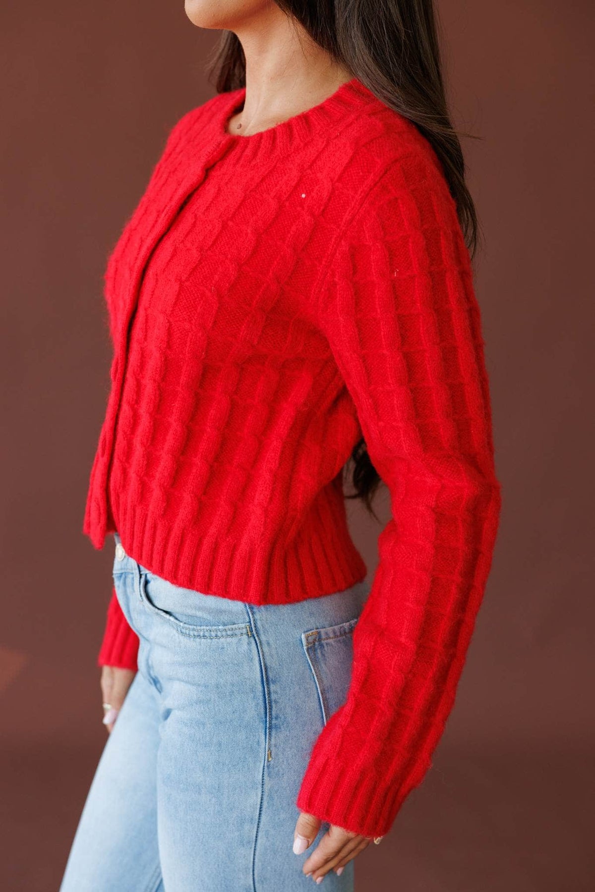 Cherry red cardigan
