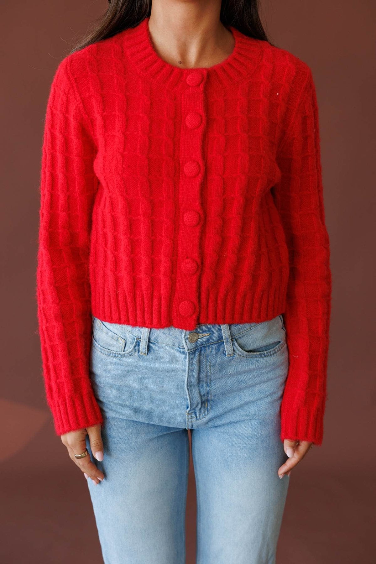 Cherry red cardigan