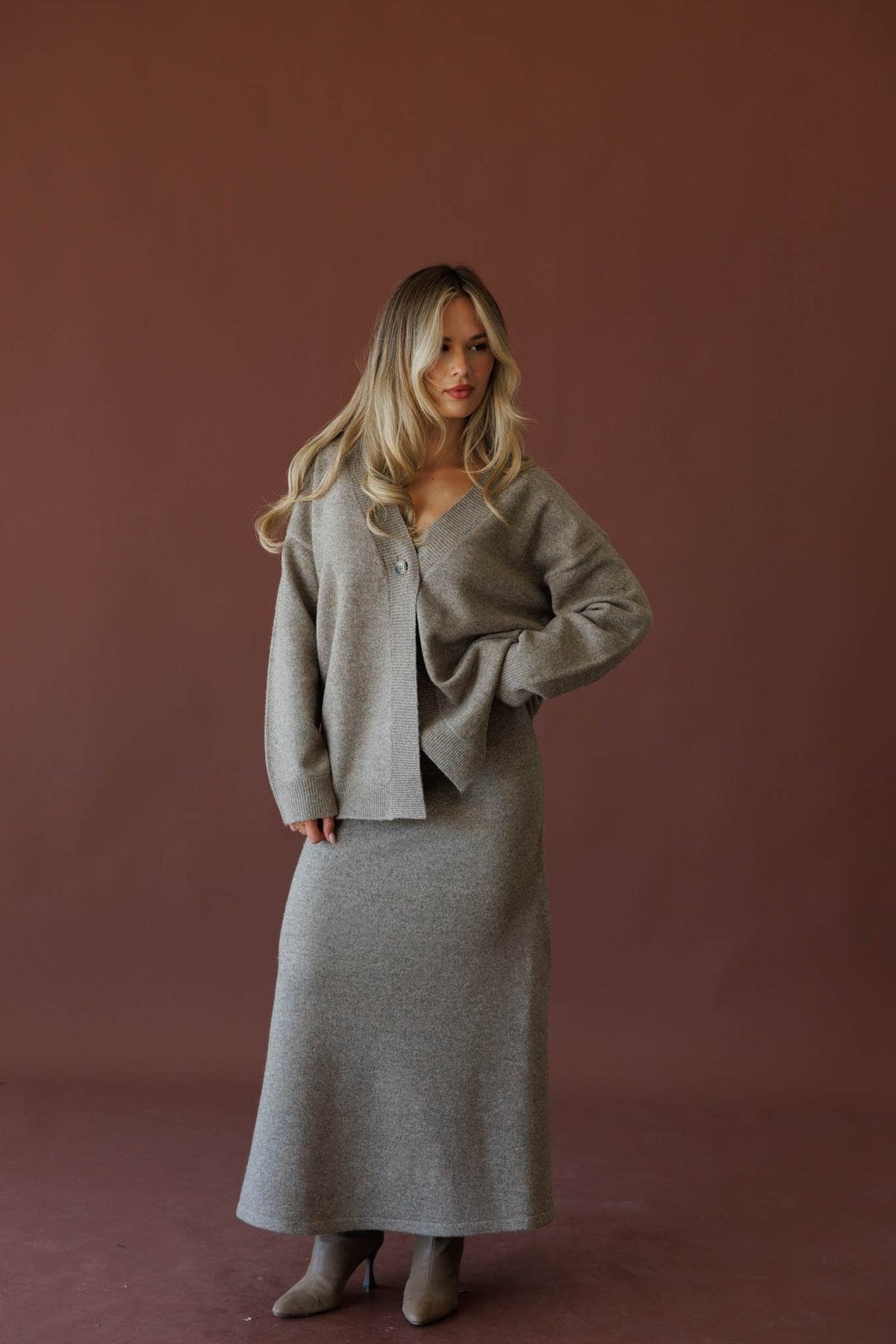 Grey knit cardigan