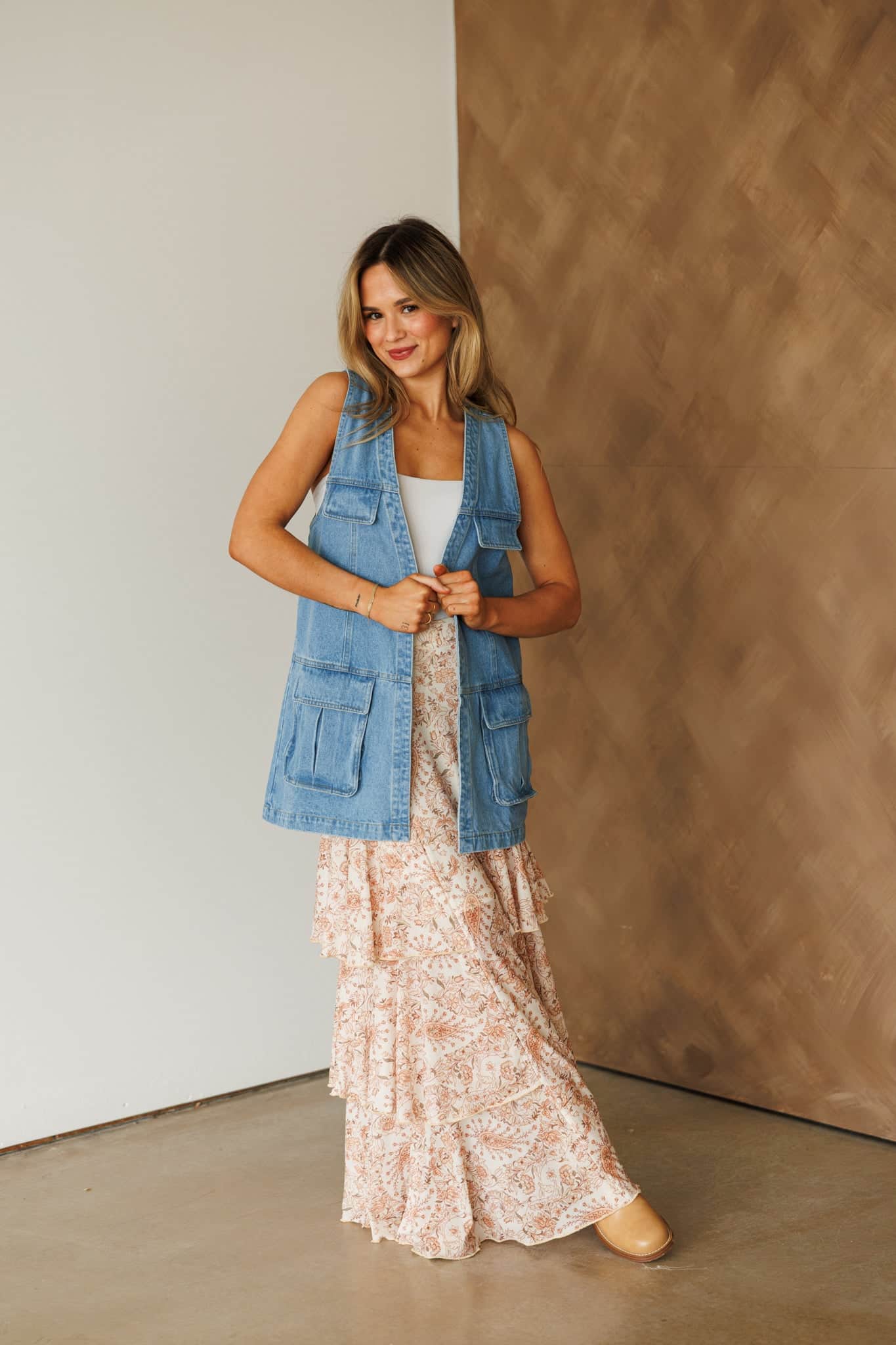 Oversized Denim Pocket Vest