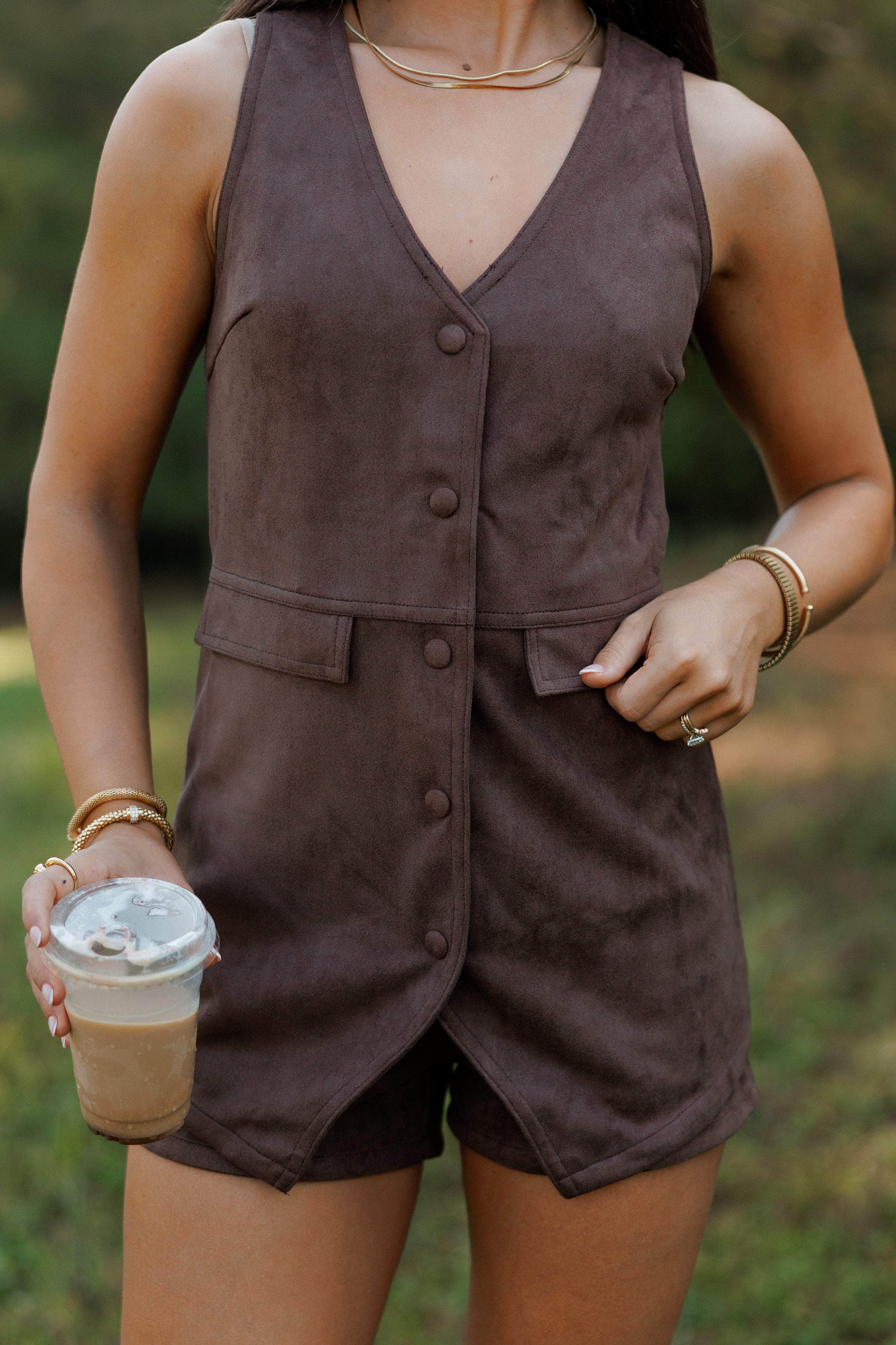 Auburn Suede Romper