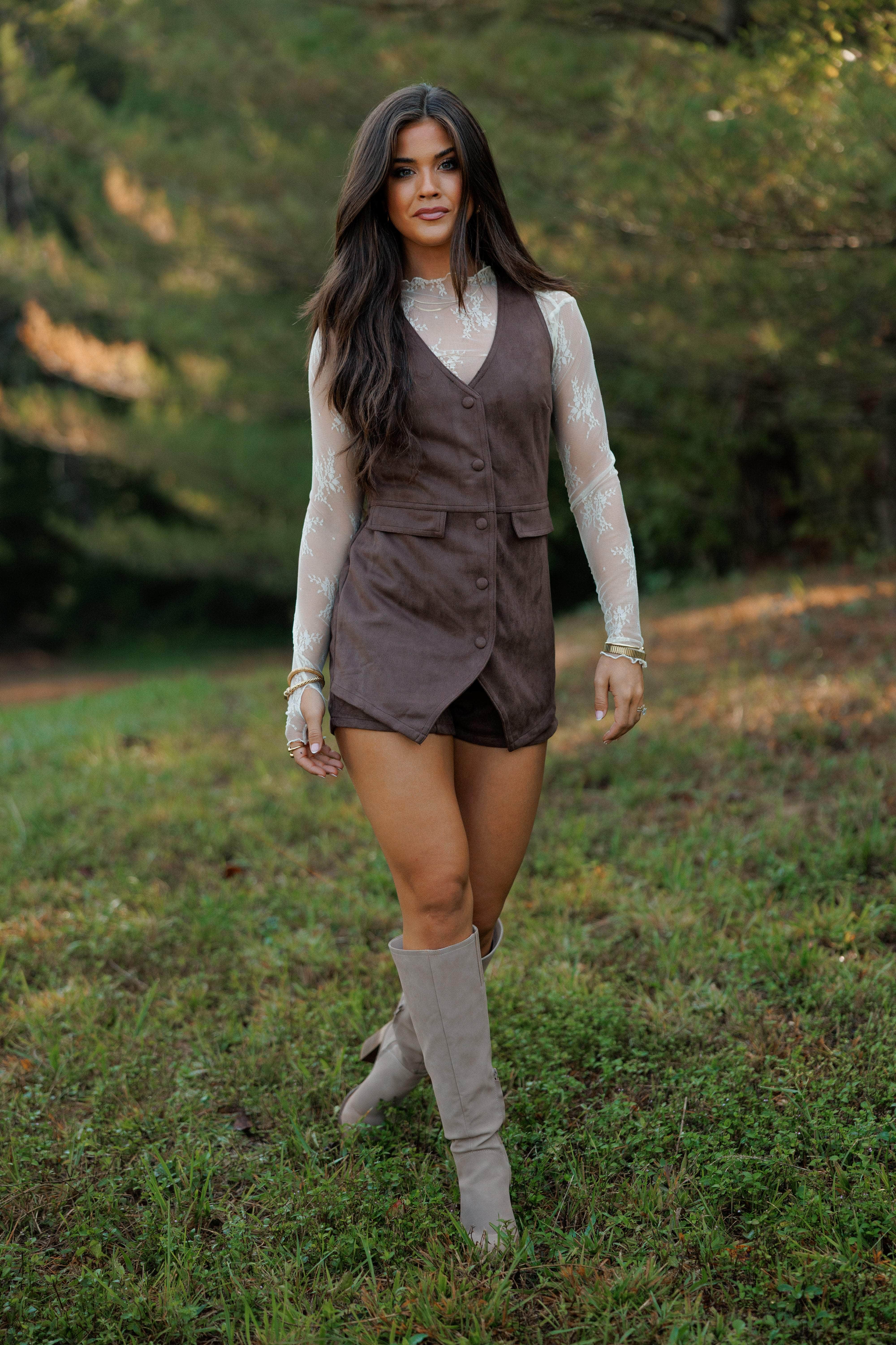 Auburn Suede Romper