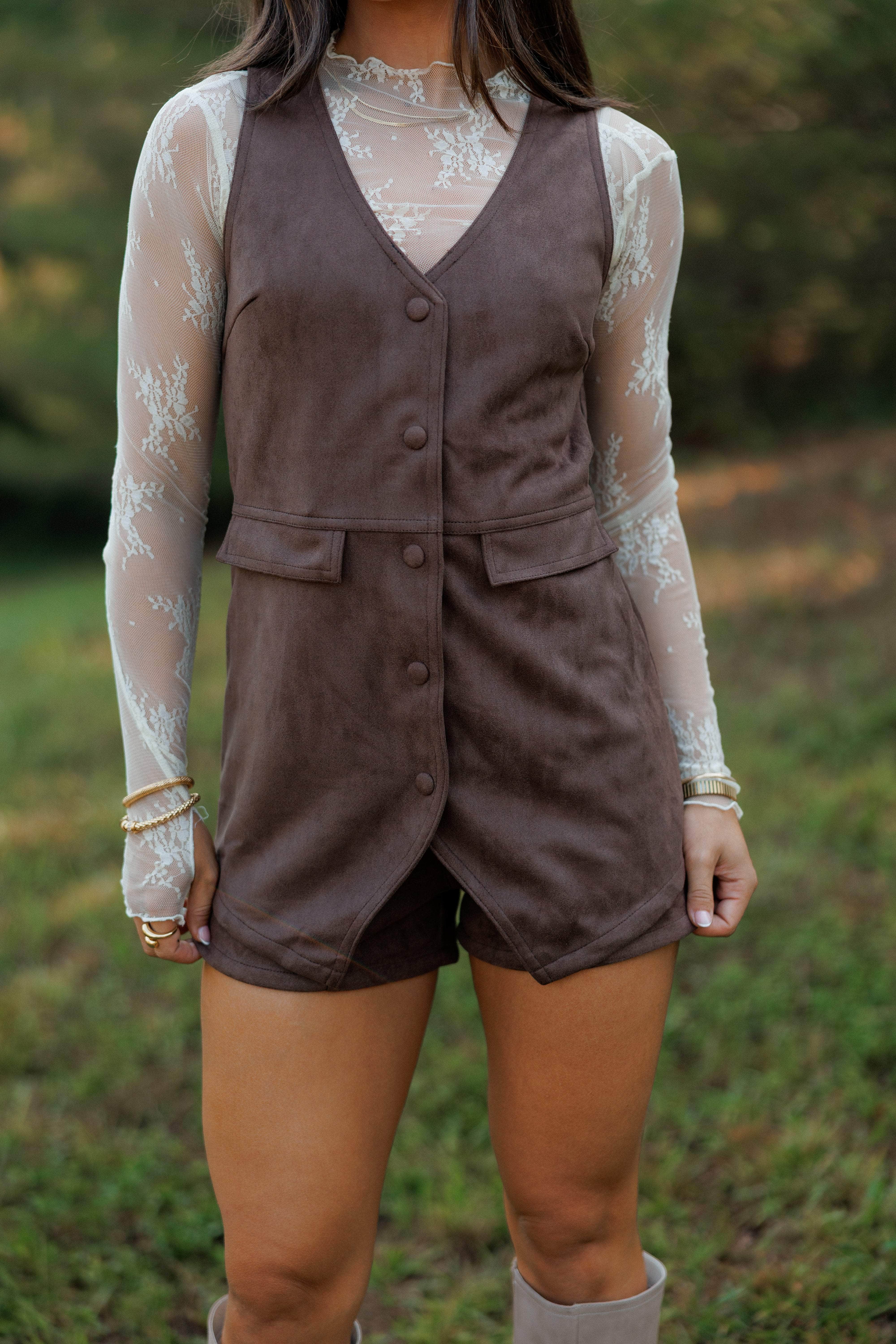Auburn Suede Romper
