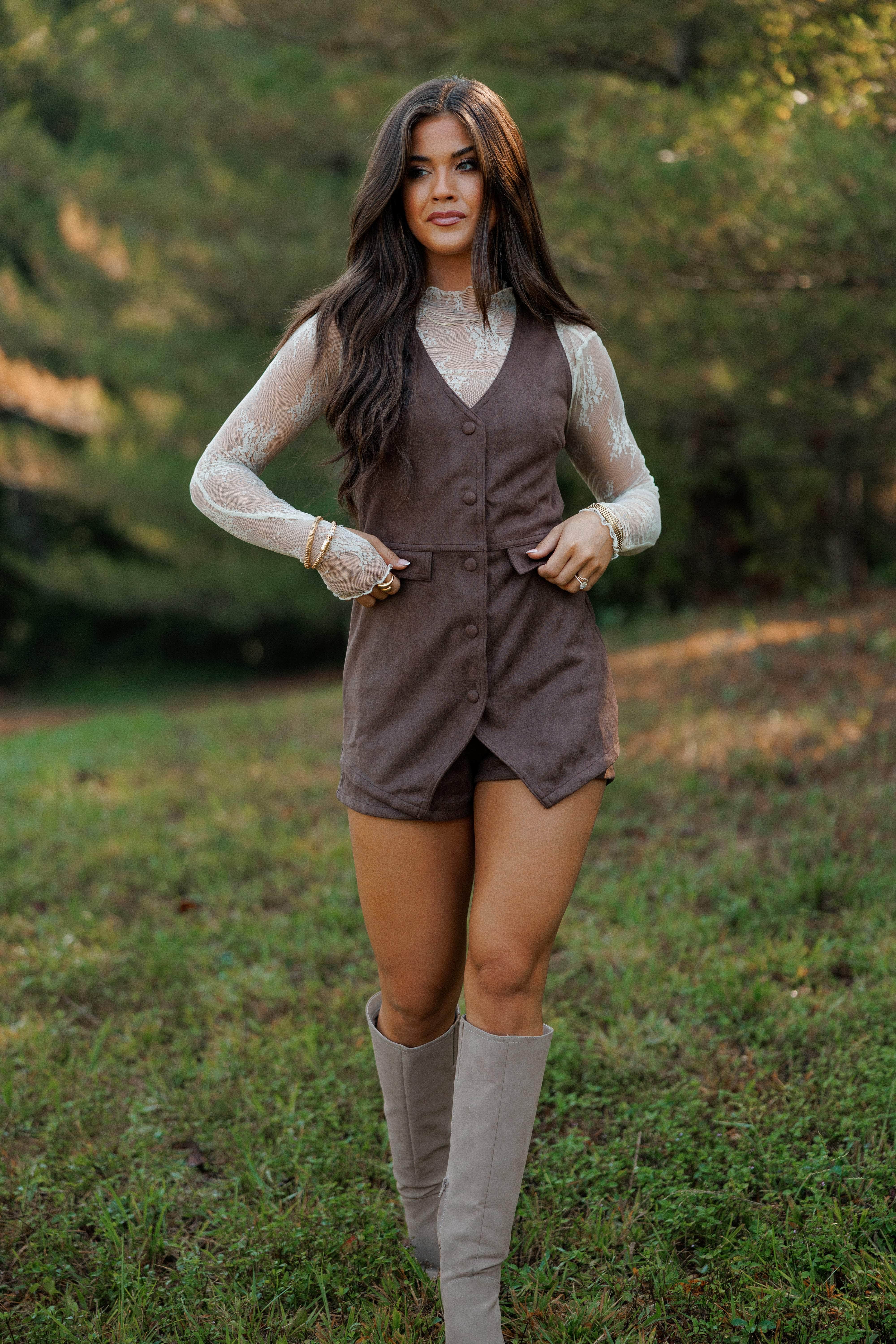 Auburn Suede Romper