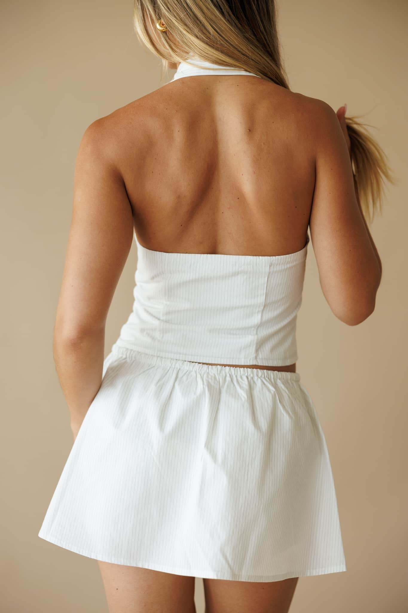 White Collar Halter Top
