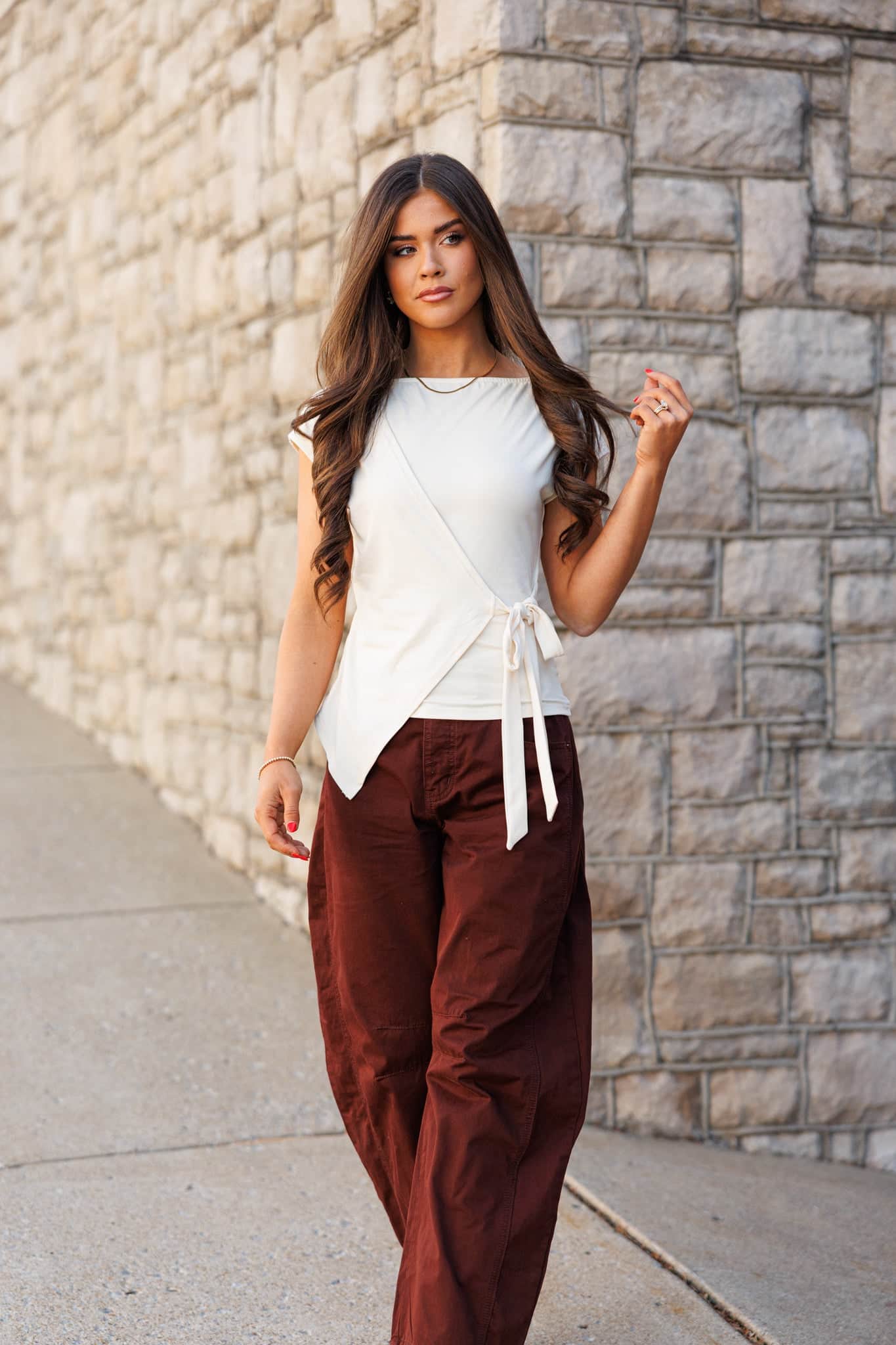 Wrapped Front Tie Knot Top