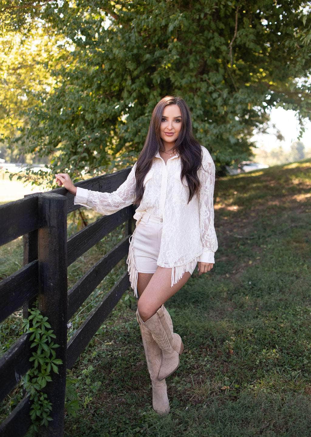 Boho Rodeo Floral Lace Shirt
