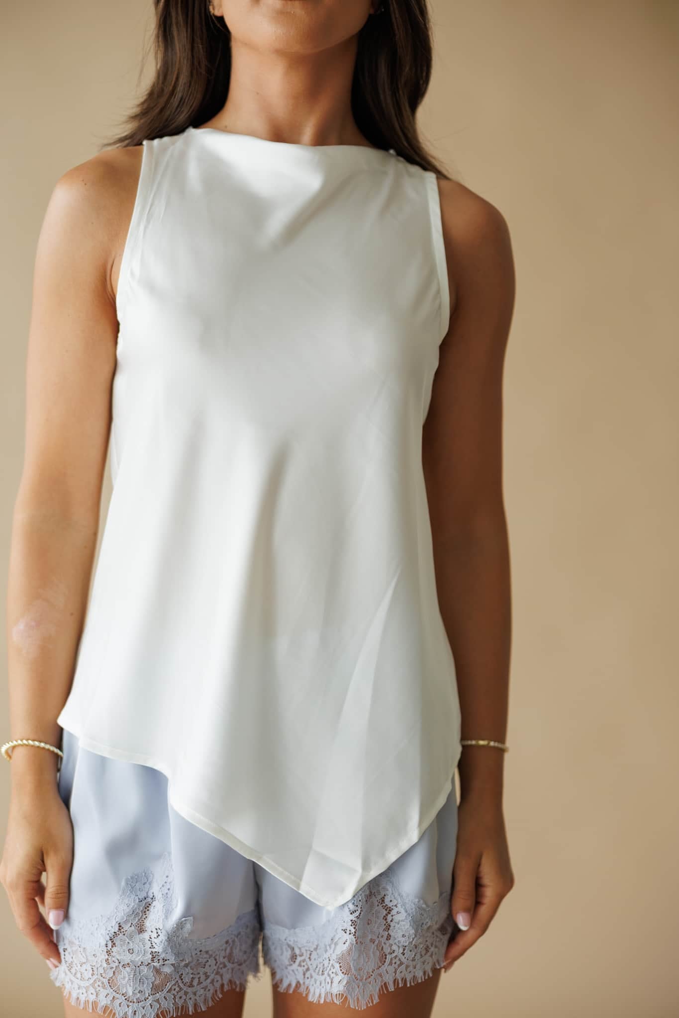 Lune Asymmetrical Satin Blouse